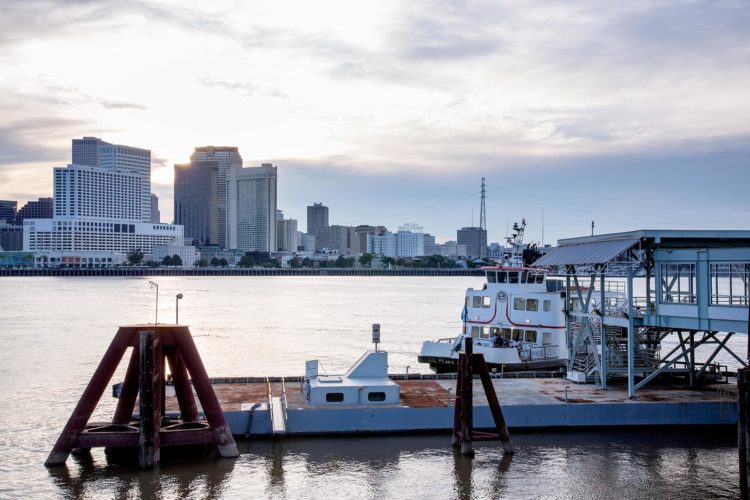 riverside dock overlooking downtown new orleans