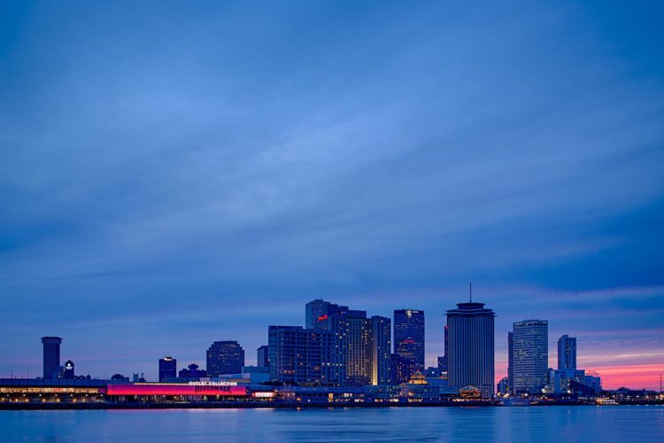 downtown new orleans at nighttime